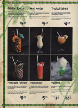 Tahiti - Cocktail menu page